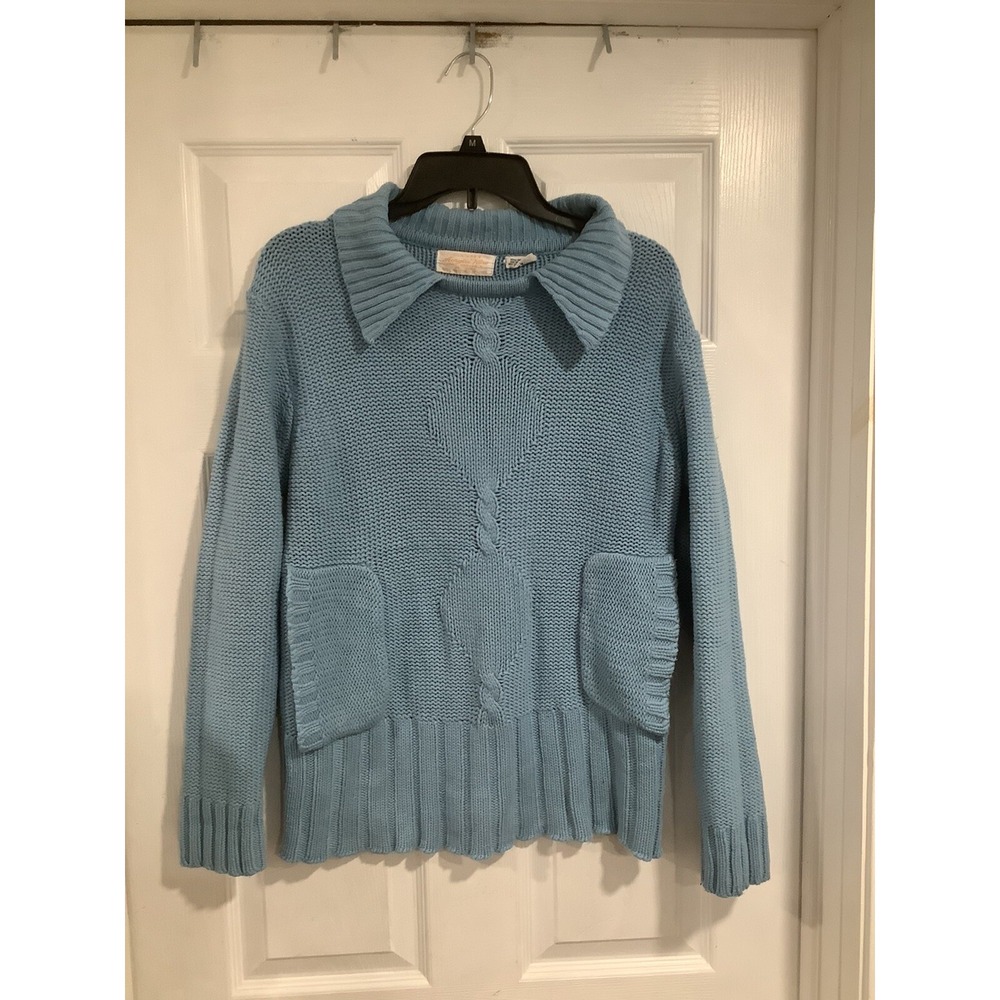 Vintage 60s 70s Pure New Wool Hand Knit Sweater  Made Republic Of Korea
